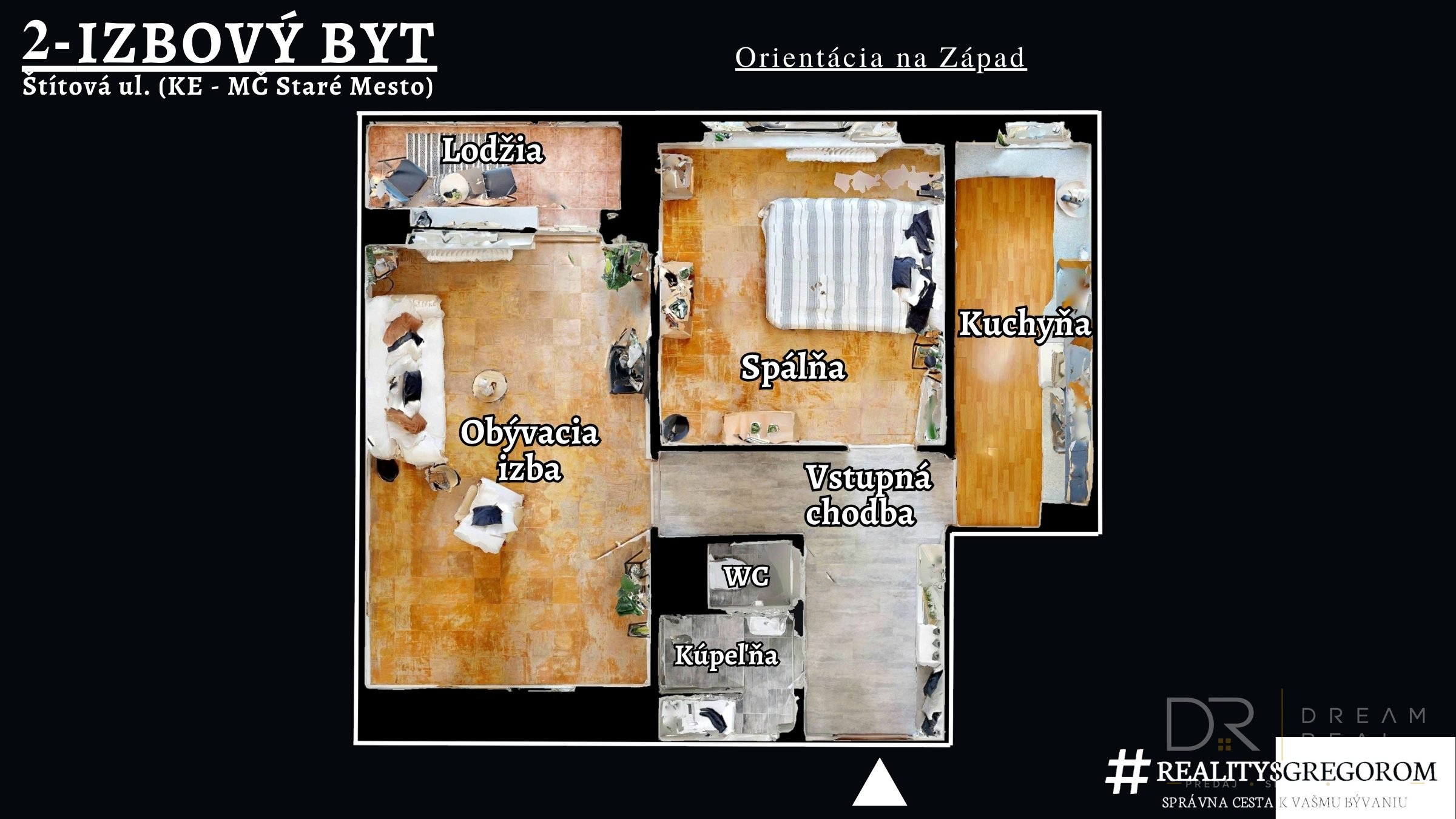 2 až 2,5-izb. byt, Štítová ul., 54 m2, 8. pos., LO, po ČR