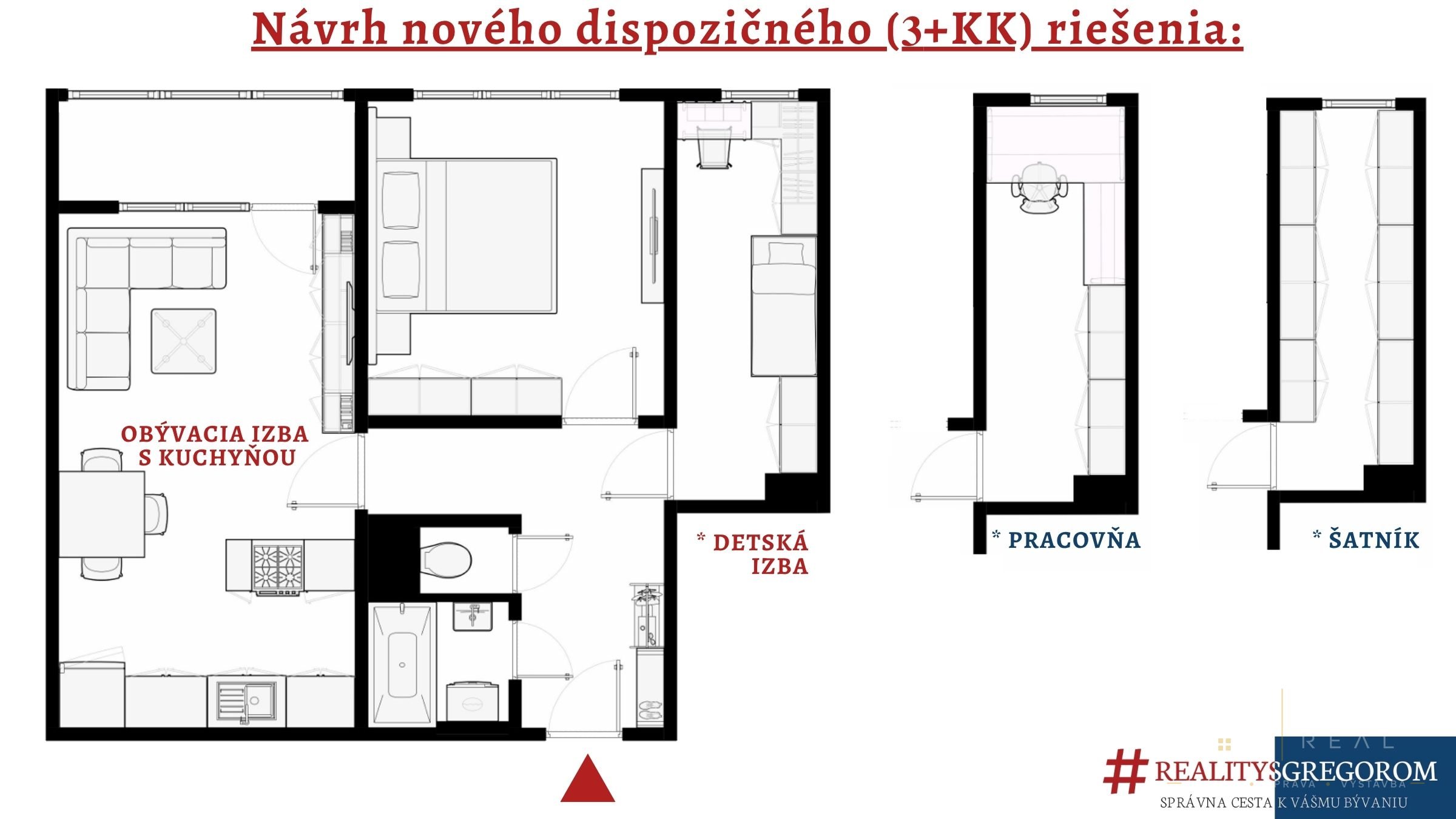 2 až 2,5-izb. byt, Štítová ul., 54 m2, 8. pos., LO, po ČR