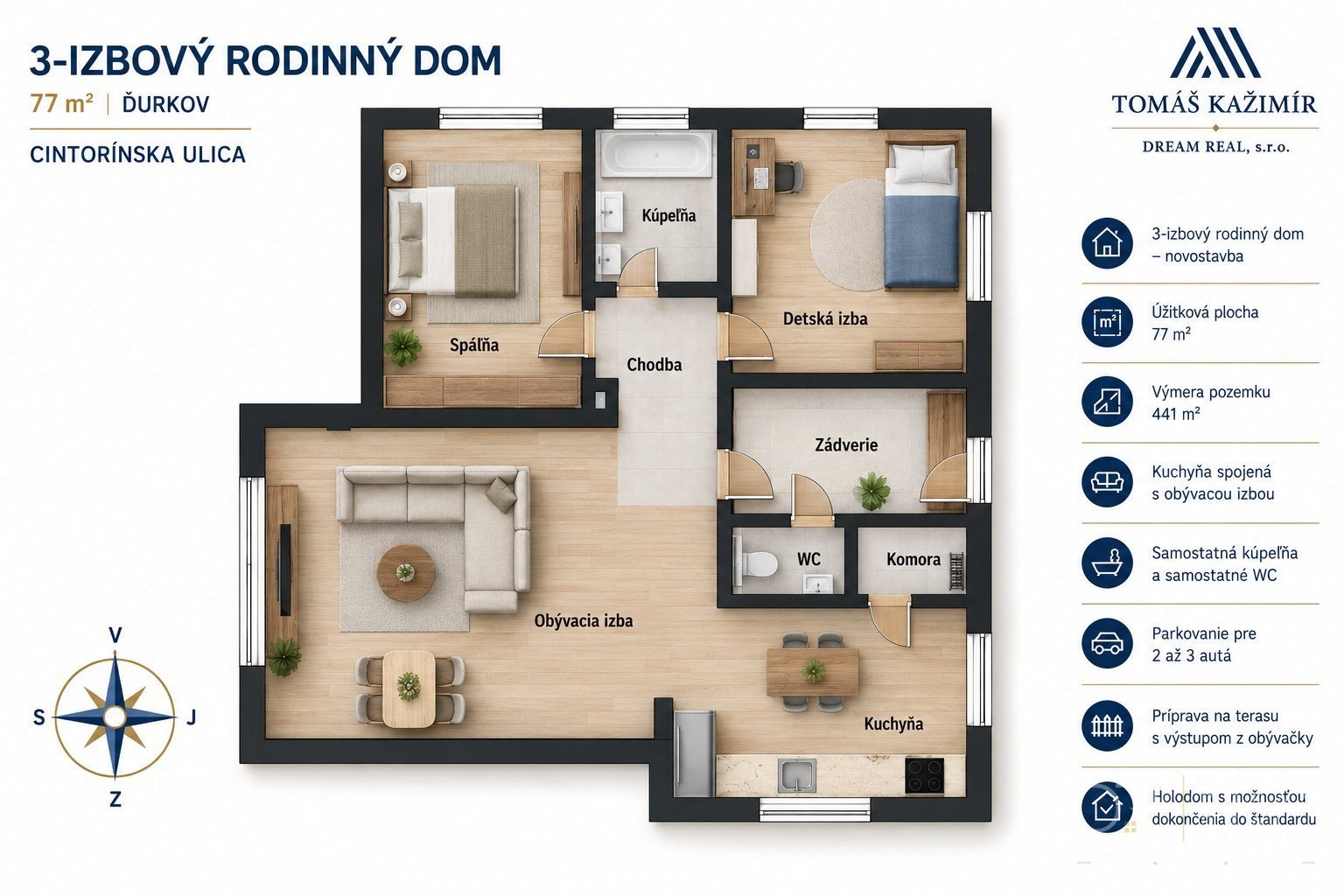 Novostavba 3-izbového domu s pozemkom 441 m² v Ďurkove – za cenu bytu v Košiciach