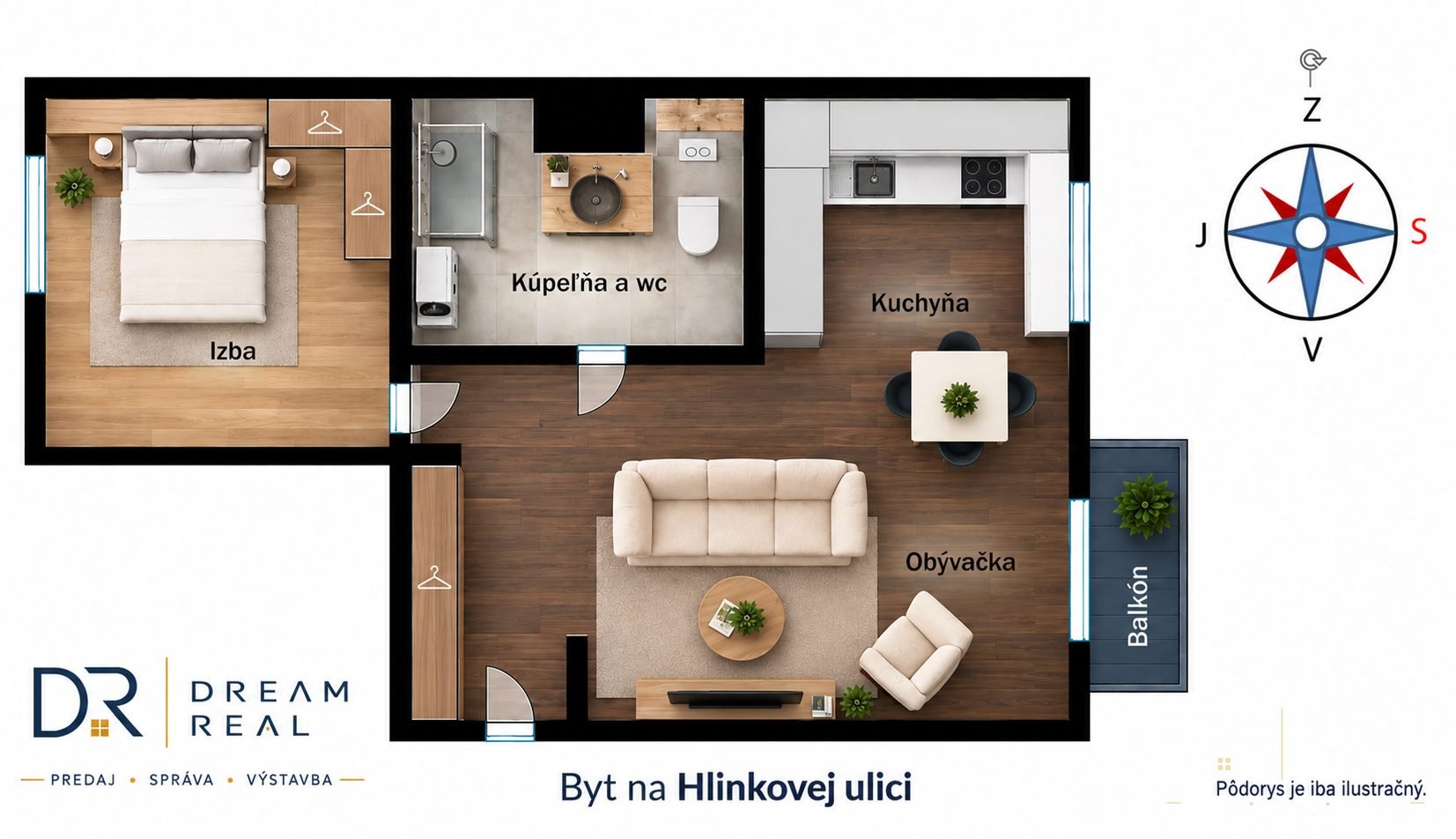 Na prenájom priestranný 2-izbový byt s balkónom a klimatizáciou – Hlinkova, Košice