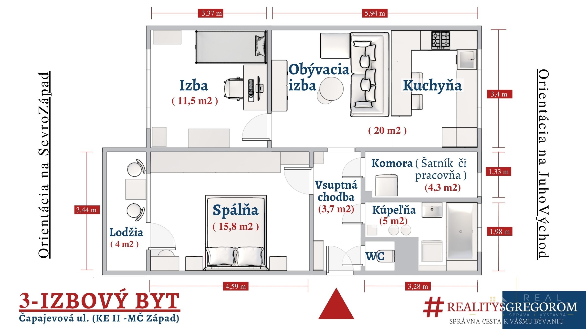 Moderný 3-izbový byt s lodžiou na Terase - Čapajevová ul.